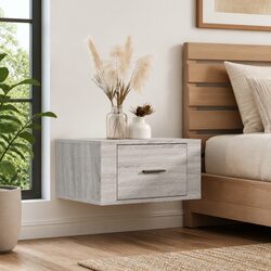 Compact Grey Sonoma Wall-Mounted Nightstand
