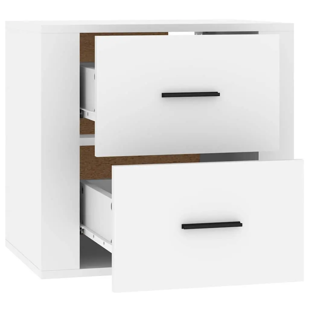 Wall-mounted Bedside Cabinet Storage Organiser White Floating Shelf 50x36x47cm