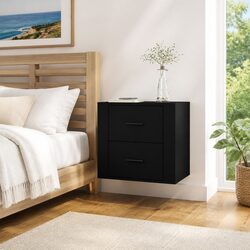 Concise Black Wall-Mounted Bedside Cabinet