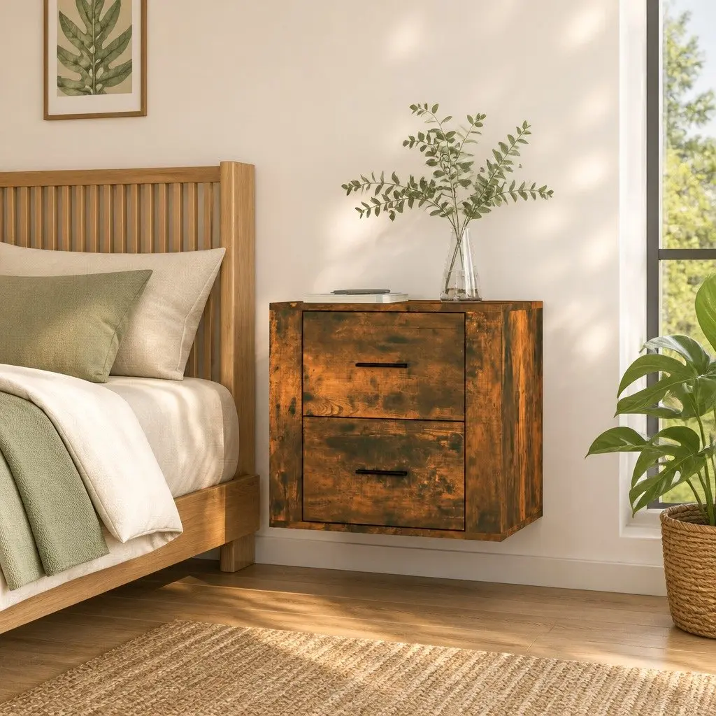 Wall-mounted Cabinet Brown Floating Storage Organizer Bedroom 50x36x47cm