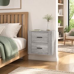 Wall-mounted Bedside Cabinet Grey Sonoma Storage Floating Organiser 50x36x47cm