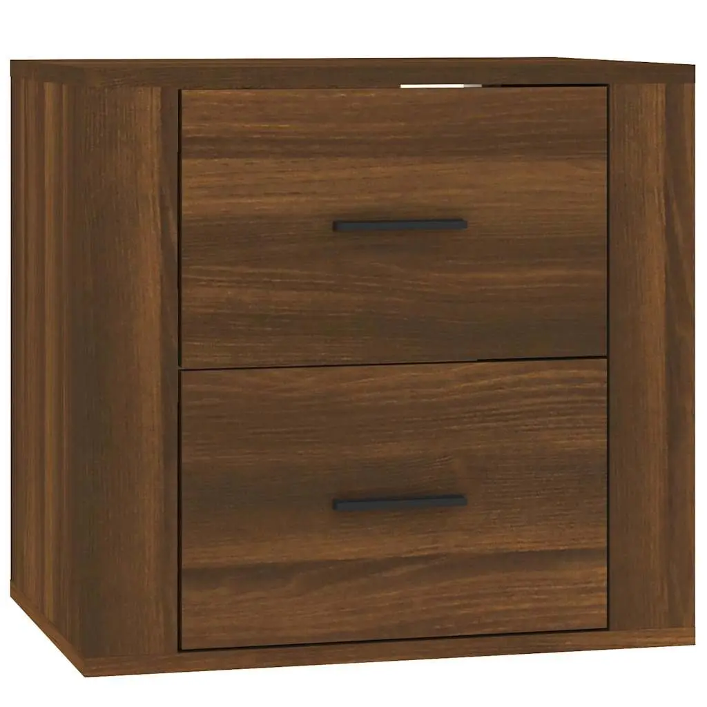 Floating Nightstand Brown Oak Wall-mounted Bedroom Cabinet Storage 50x36x47 cm
