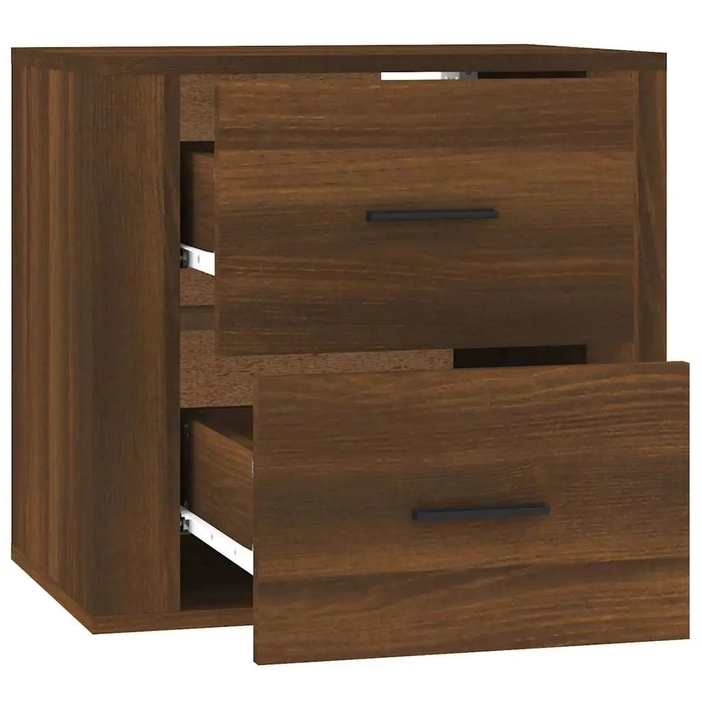 Floating Nightstand Brown Oak Wall-mounted Bedroom Cabinet Storage 50x36x47 cm