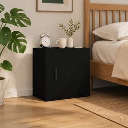 Black Wall-mounted Bedside Storage Cabinet