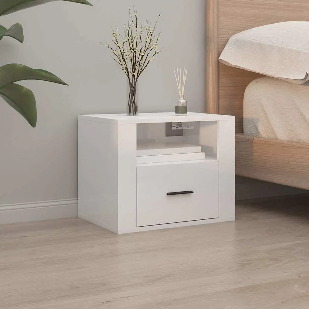 Wall-mounted Bedside Cabinets White 50x36x40cm Floating Storage Organiser