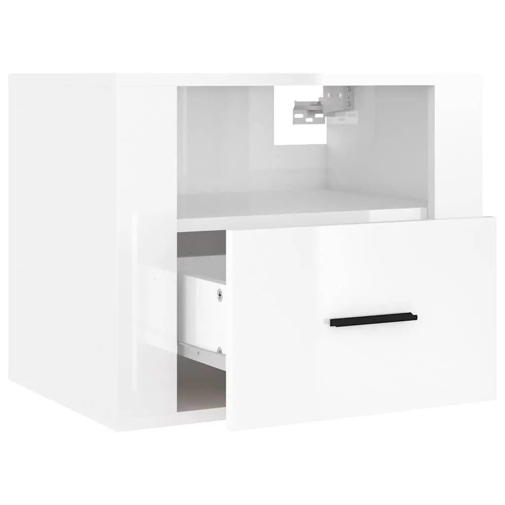 Wall-mounted Bedside Cabinets White 50x36x40cm Floating Storage Organiser