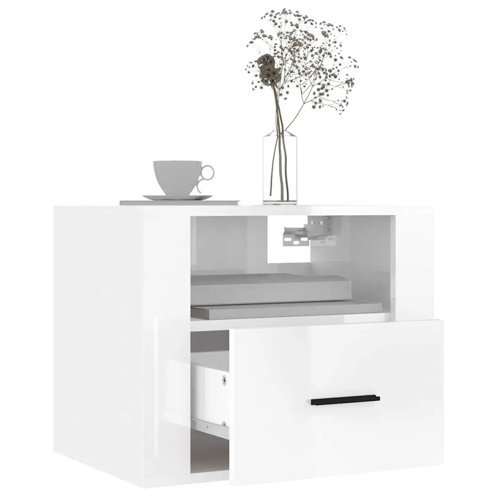 Wall-mounted Bedside Cabinets White 50x36x40cm Floating Storage Organiser