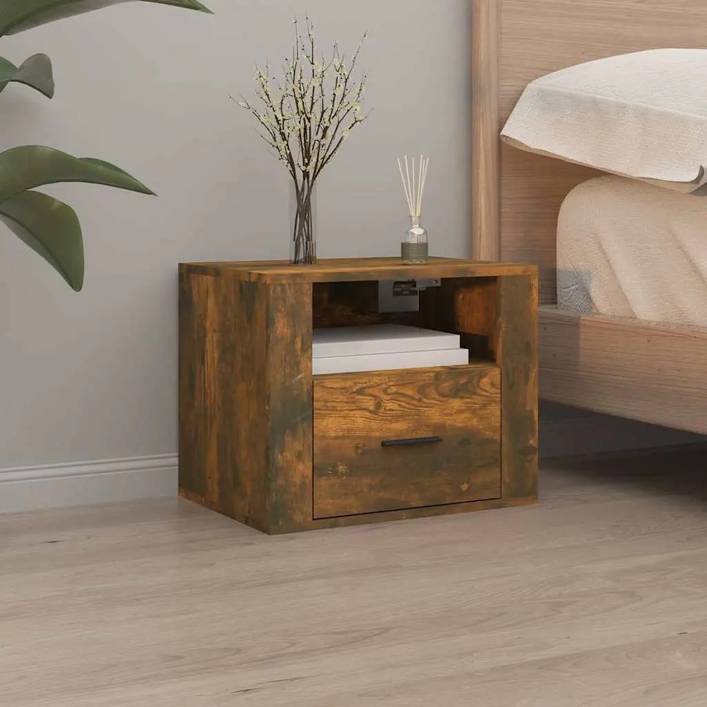 Wall-mounted Bedside Cabinets Brown 50x36x40cm Floating Storage Organizer 2 Piece