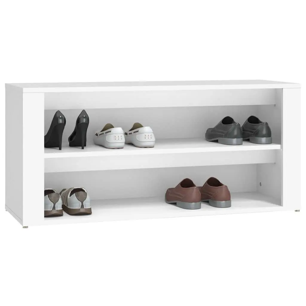 Shoe Rack White 100x35x45 cm Storage Cabinet 2 Compartments Organised Wardrobe