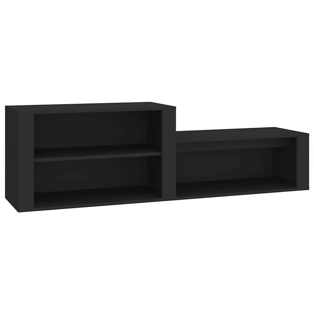 Shoe Organiser Black Engineered Wood Multiple Storage Compartments Stable Top Surface