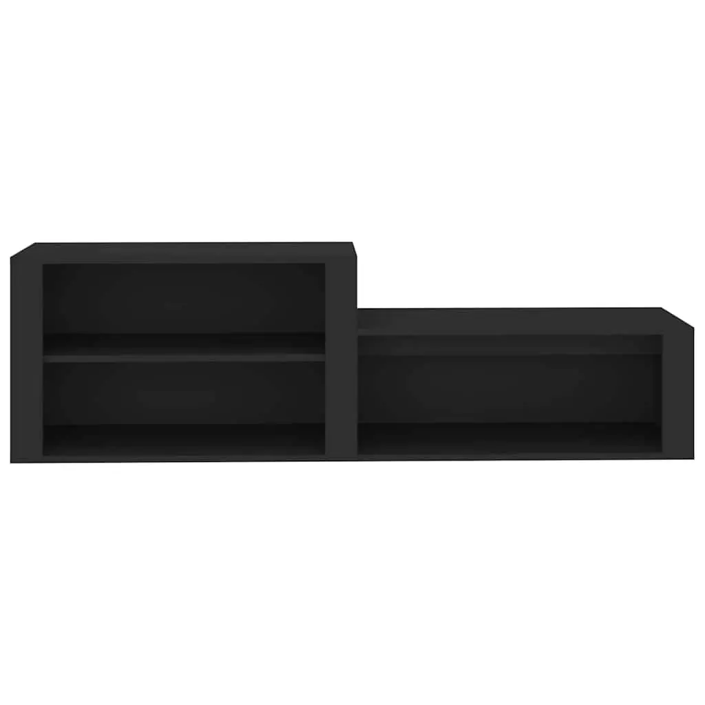 Shoe Organiser Black Engineered Wood Multiple Storage Compartments Stable Top Surface