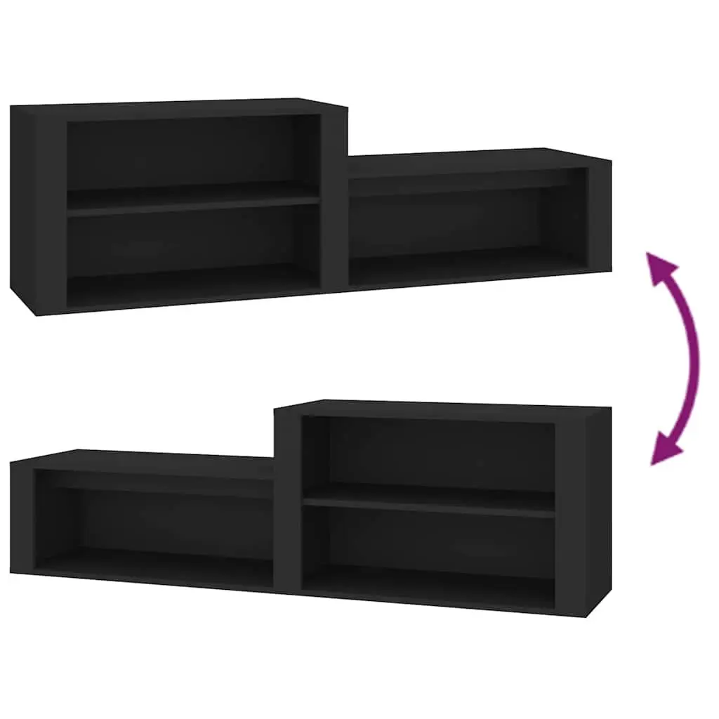 Shoe Organiser Black Engineered Wood Multiple Storage Compartments Stable Top Surface