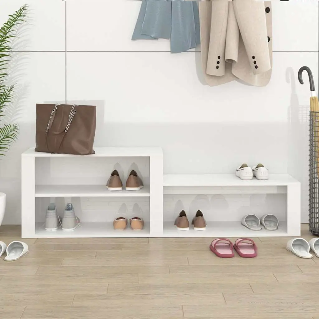 Shoe Cabinet White Engineered Wood Multiple Compartments Stable Top