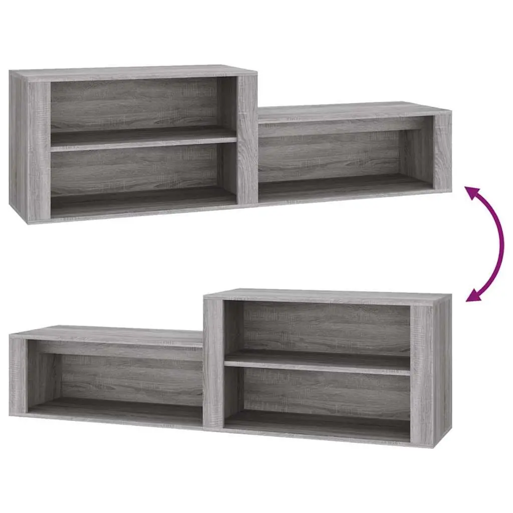 Shoe Cabinet Grey Engineered Wood Storage Rack Organiser Hallway Furniture