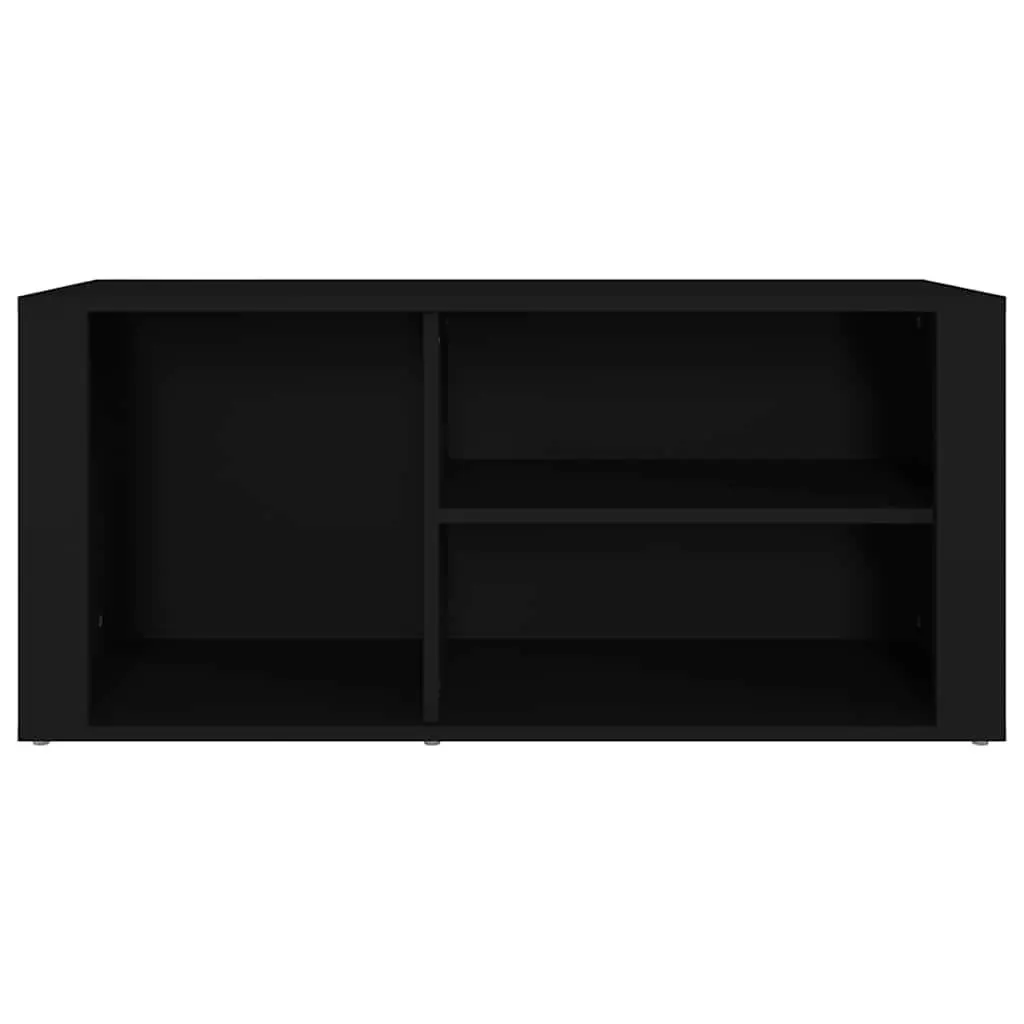 Shoe Cabinet Black Engineered Wood Multiple Compartments Sturdy Top Surface