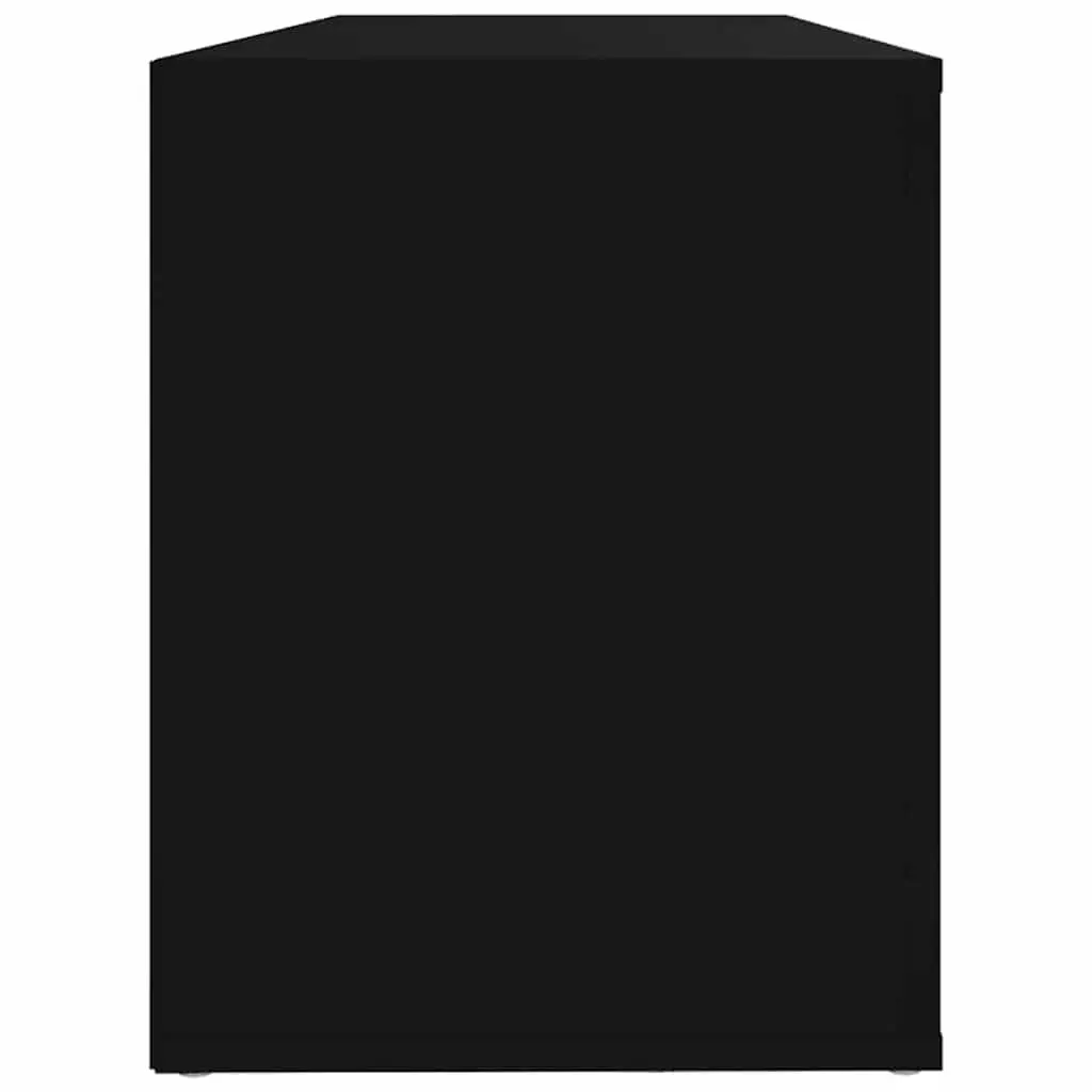 Shoe Cabinet Black Engineered Wood Multiple Compartments Sturdy Top Surface