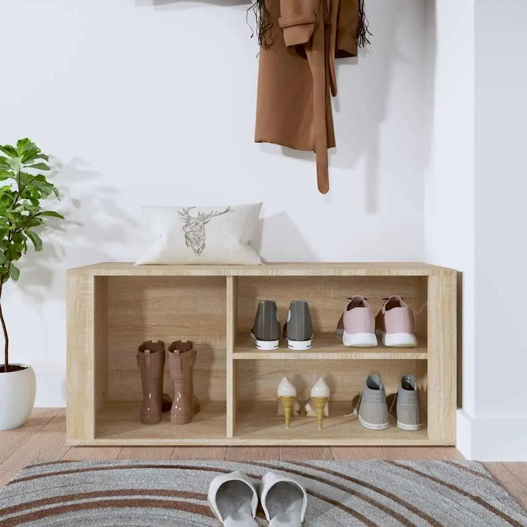 Shoe Cabinet Beige Engineered Wood Multiple Compartments Hallway Furniture