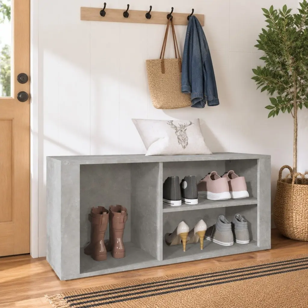 Shoe Cabinet Grey Engineered Wood Storage Organiser Multiple Compartments Stable Top Surface