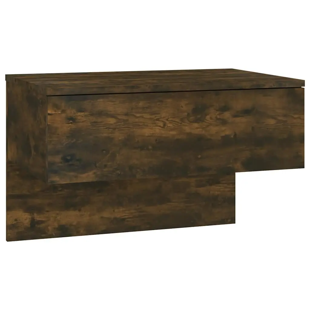 Wall-mounted Bedside Cabinet Smoked Oak Floating Storage Shelf Bedroom