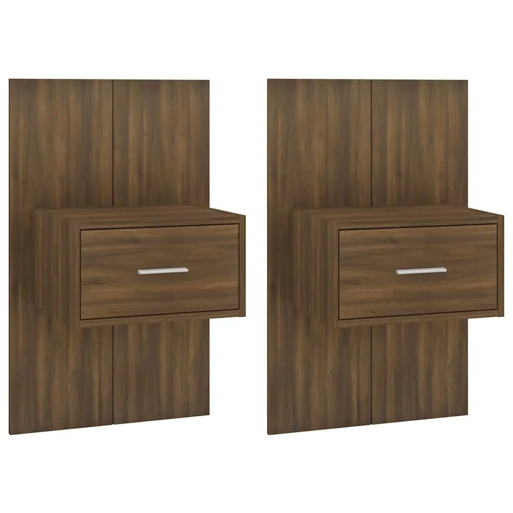 Wall-Mounted Bedside Cabinets Brown Oak 2 pcs Floating Storage