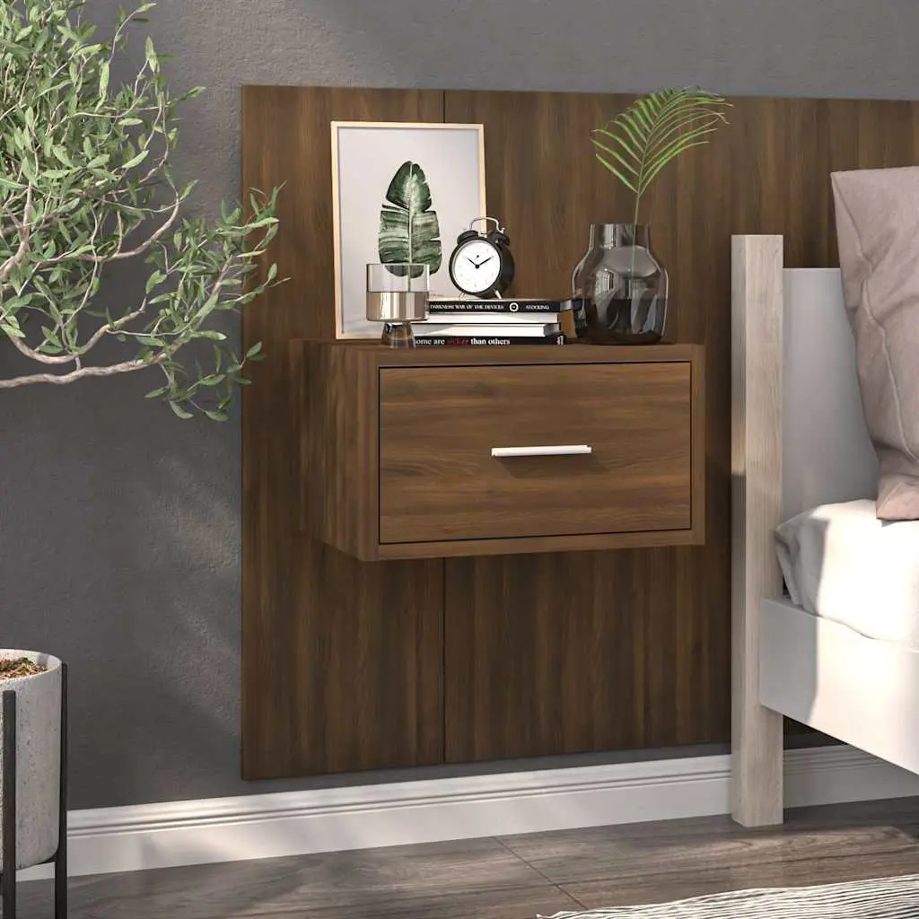Wall-Mounted Bedside Cabinets Brown Oak 2 pcs Floating Storage