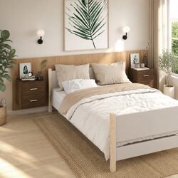 Brown Oak Wall-mounted Cabinets - Stylish and Space-saving
