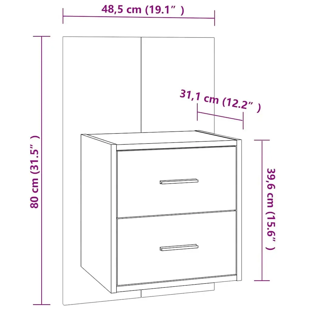 Wall-mounted Bedside Cabinets 2 pcs Brown Oak Floating Storage Units