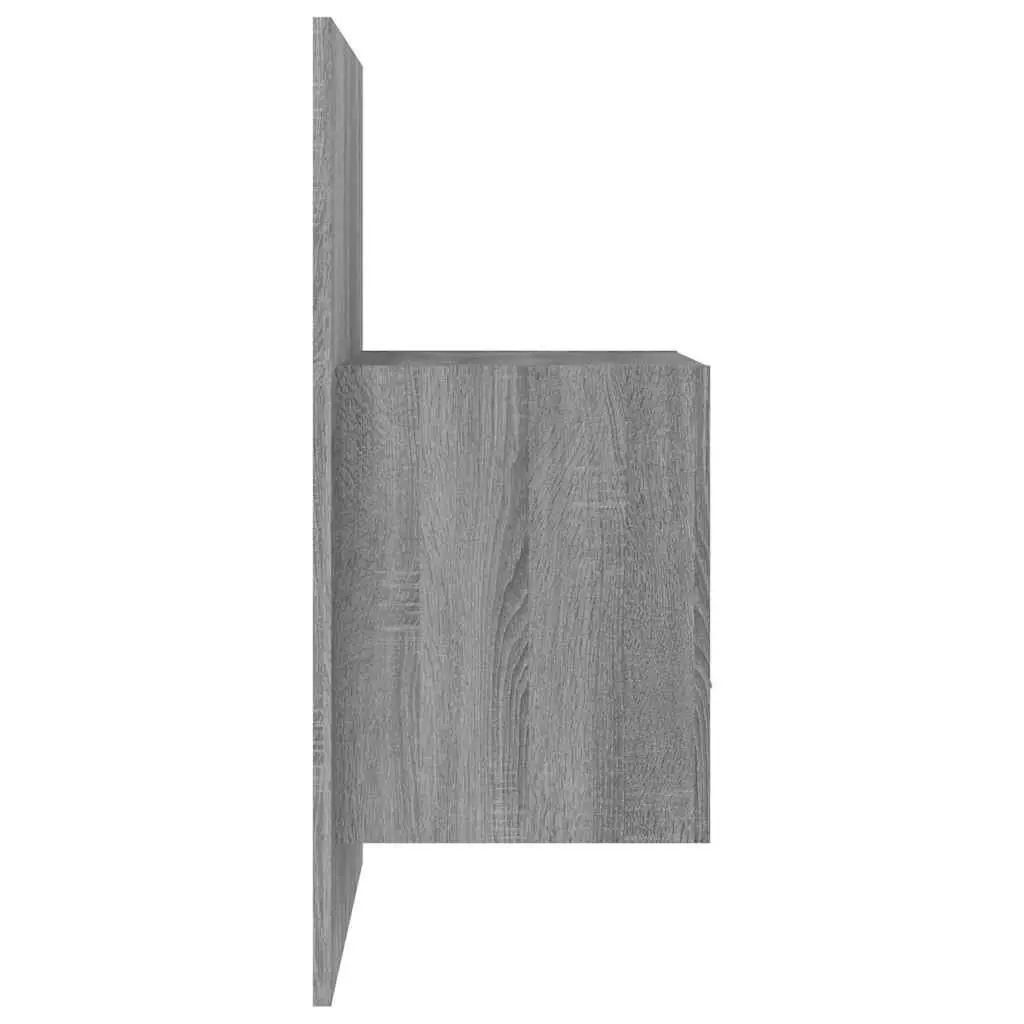 Grey Wall-Mounted Bedside Cabinet Floating Storage Unit Engineered Wood