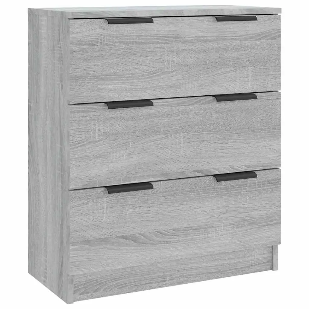 Storage Cabinet Engineered Wood Grey 3 Drawers 60x30x70cm Sideboard
