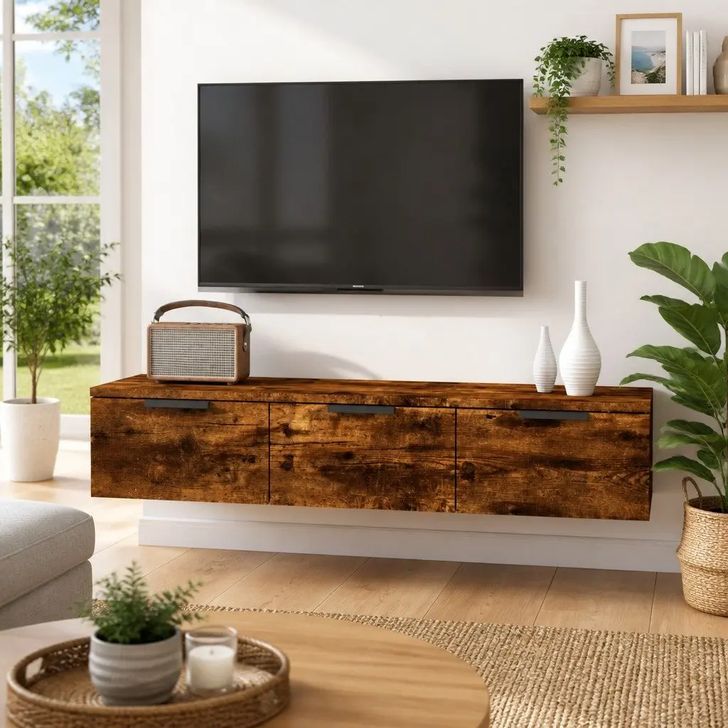 Engineered Wood Floating Shelf Wall Cabinet Brown 102x30x20cm