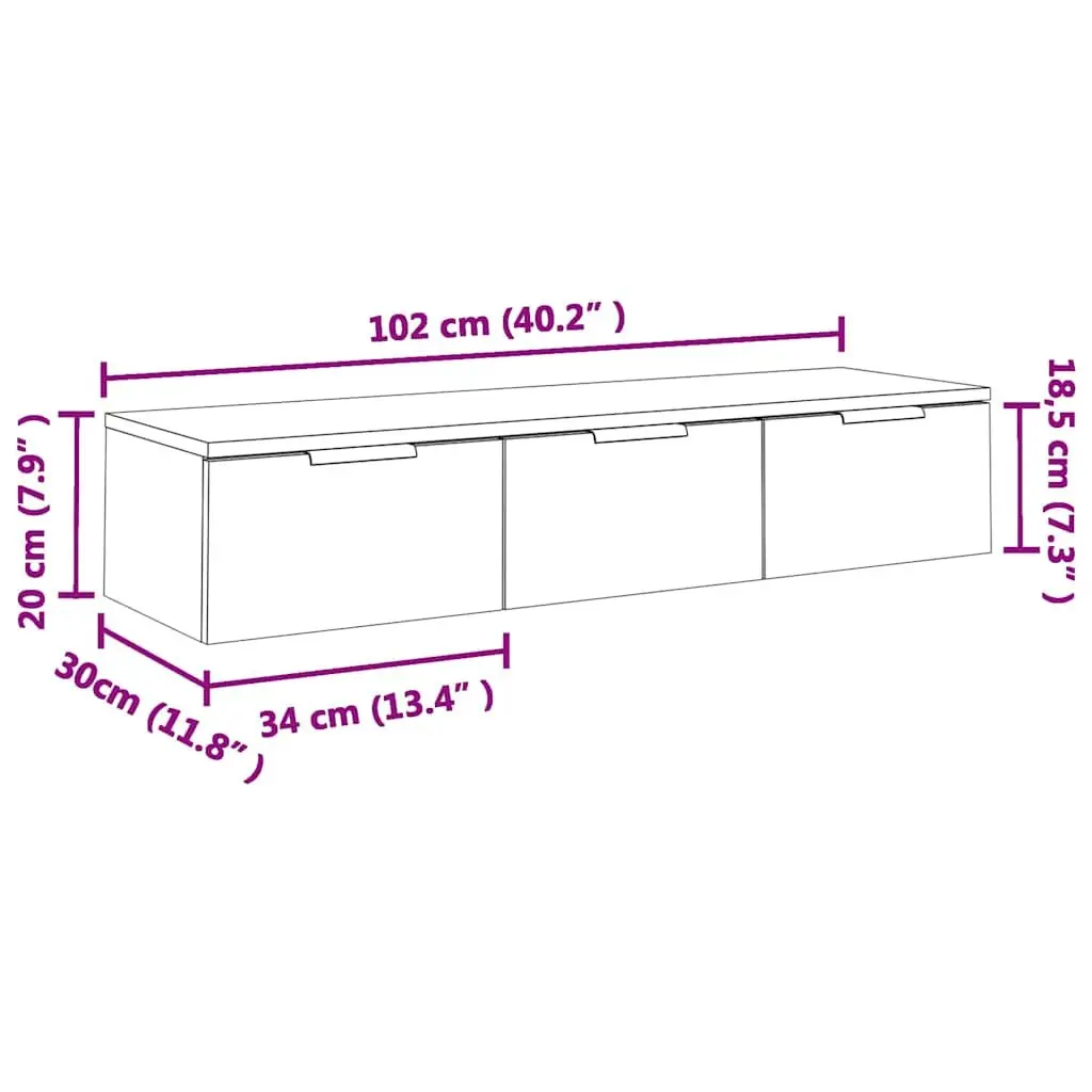 Wall Cabinet Storage Floating Shelf Brown Engineered Wood 102x30x20cm