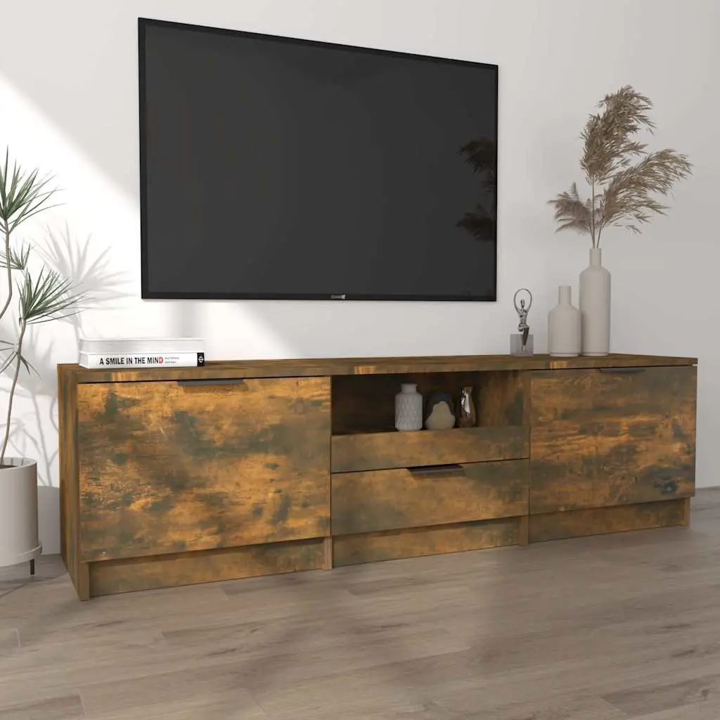 TV Cabinet Brown Engineered Wood 140 x 35 x 40 cm Storage Compartments Drawer Organiser