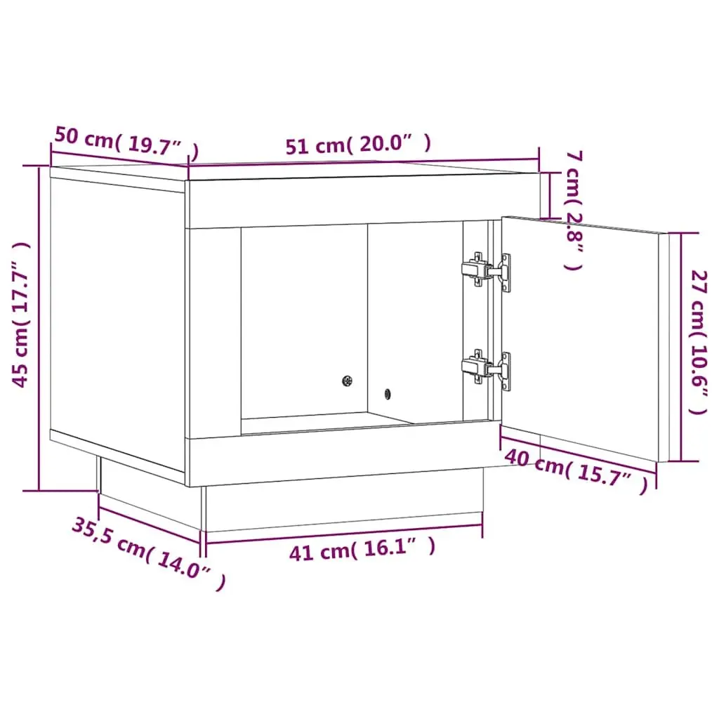 Coffee Table Grey 51 x 50 x 45 cm Engineered Wood with Storage Door