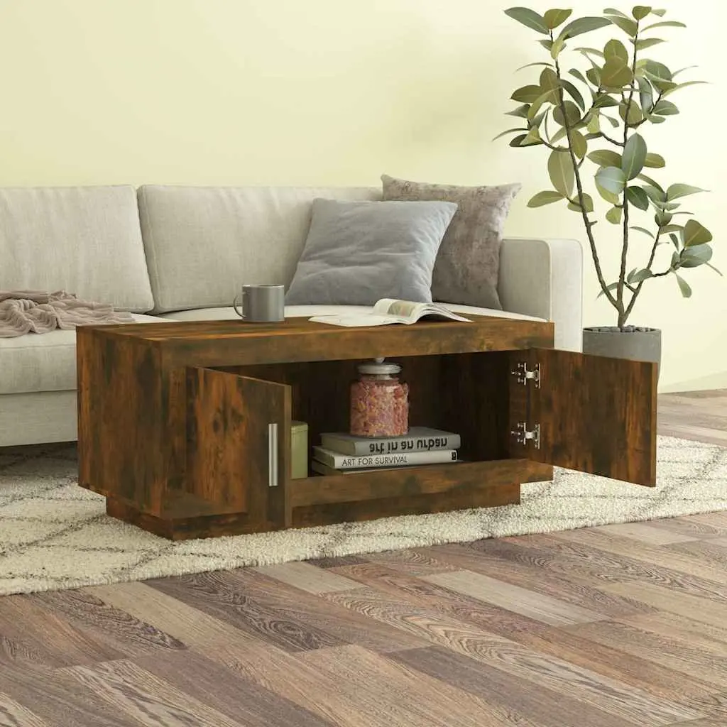 Coffee Table Brown Engineered Wood Living Room Storage Display
