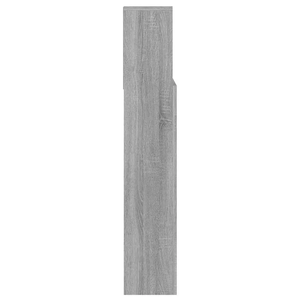 Headboard Cabinet Grey 140 cm Wall-Mounted Storage Compartments Bookcase