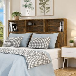 Headboard Cabinet Wall-Mount Bedroom Storage Bookcase 160cm Brown Organiser