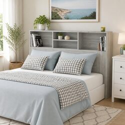 Headboard Cabinet Grey Sonoma 160cm Bedroom Storage Bookcase Wall-Mounted