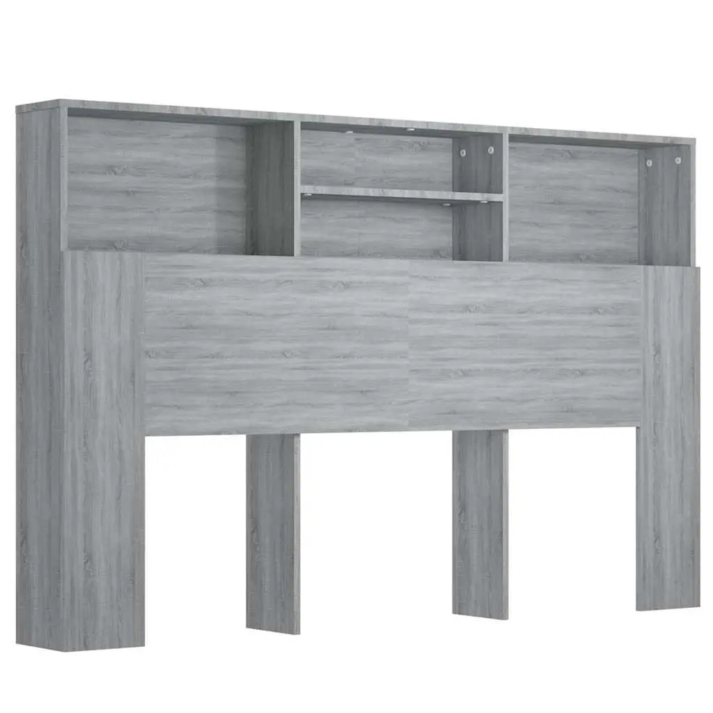 Grey Sonoma Headboard Cabinet 160cm Engineered Wood Wall-Mounted Bedroom Storage Unit