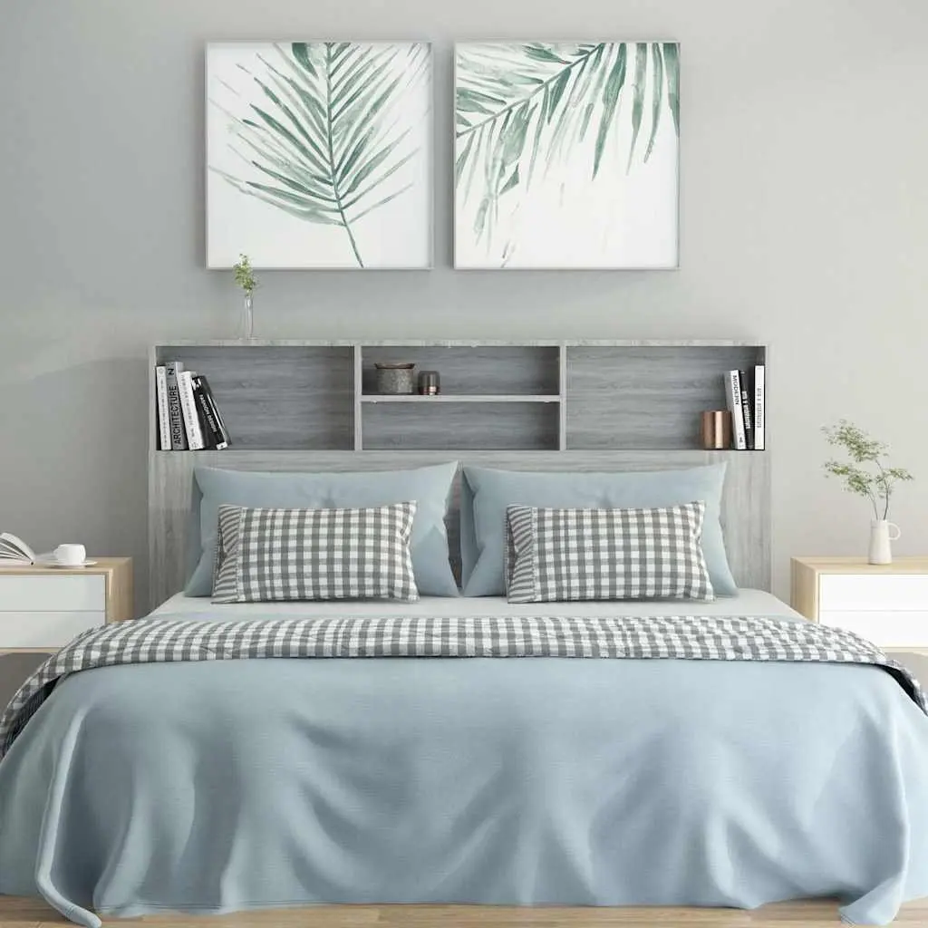 Grey Sonoma Headboard Cabinet 160cm Engineered Wood Wall-Mounted Bedroom Storage Unit