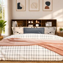 Compact Brown Wall-Mounted Headboard Cabinet