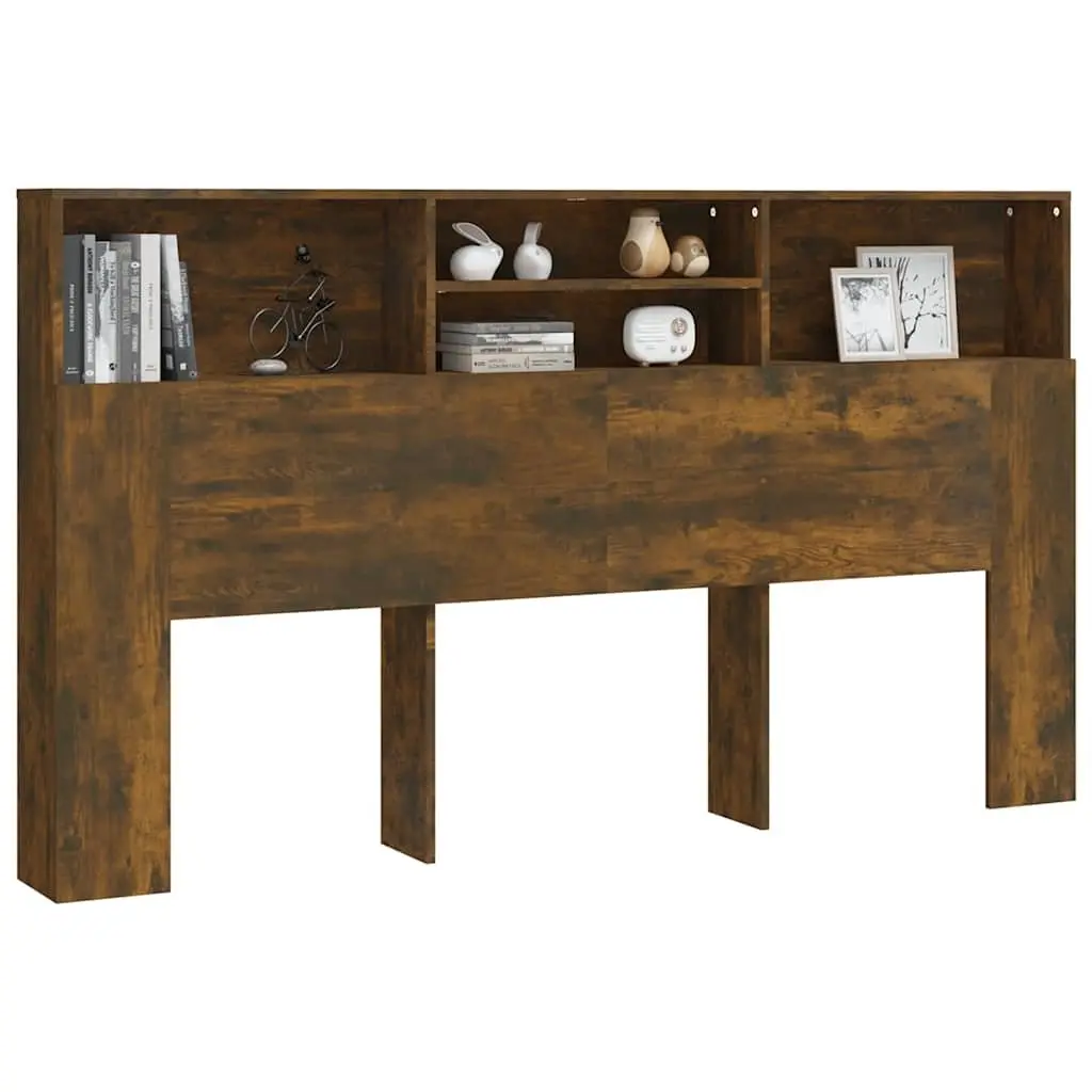 Headboard Cabinet Brown 180cm Wall-Mounted Storage Bookcase