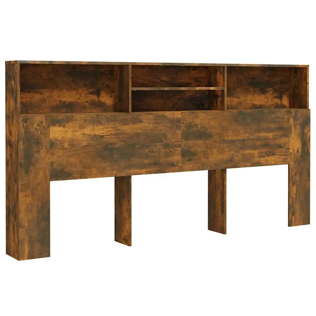 Headboard Cabinet Storage Brown 200 cm Wall-Mounted Bedroom Organiser
