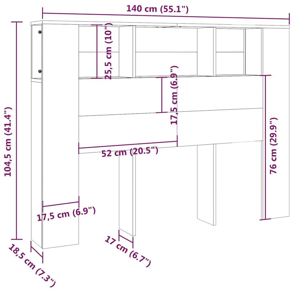 Wall-Mounted Headboard Cabinet with Five Compartments