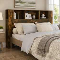 Concise 160cm Brown Smoked Oak Headboard Unit