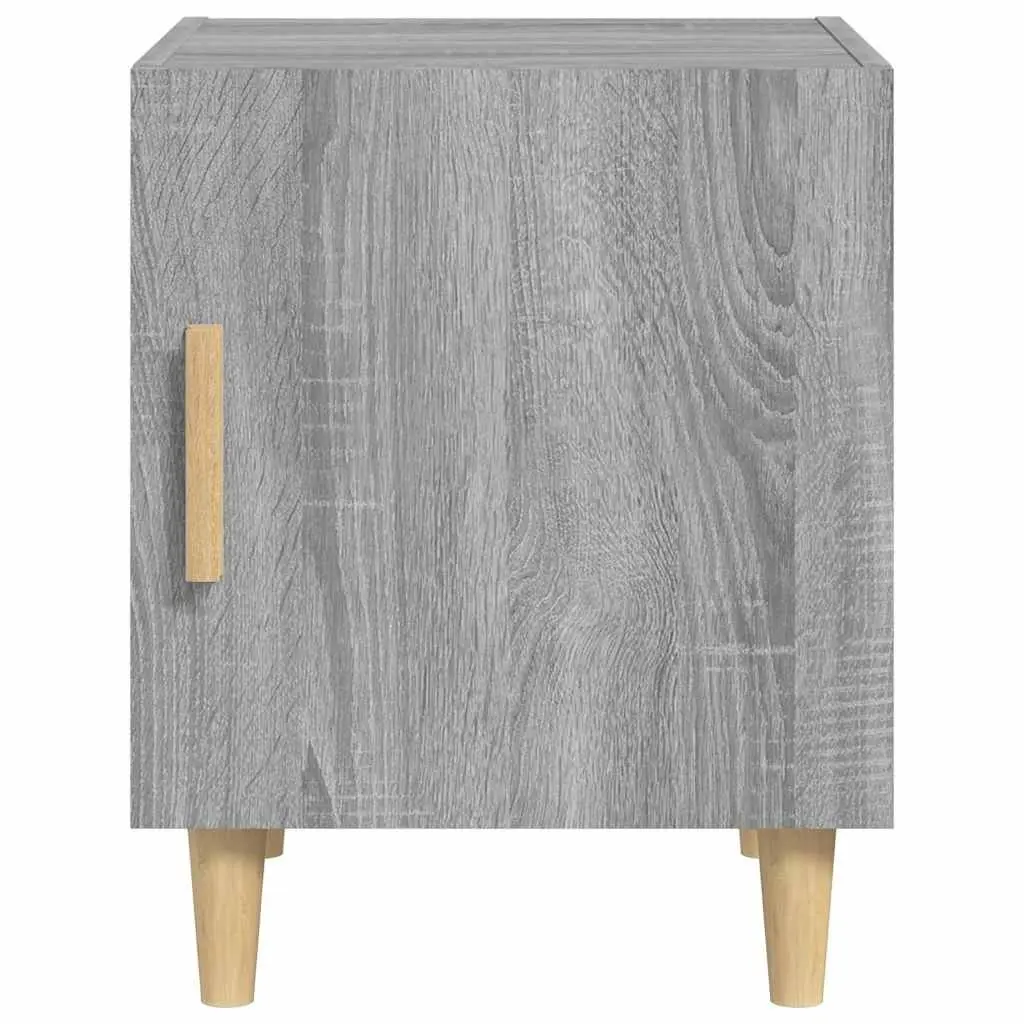 Bedside Cabinet Grey Engineered Wood 1 Door Nightstand Storage Unit