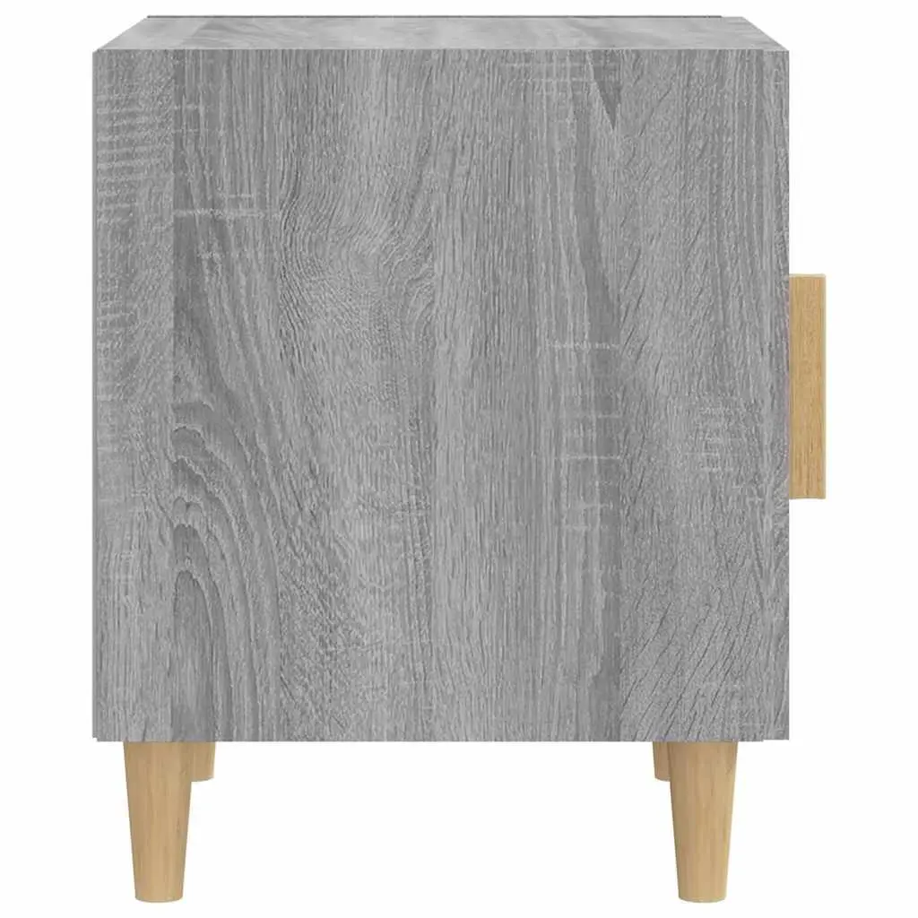 Bedside Cabinet Grey Engineered Wood 1 Door Nightstand Storage Unit