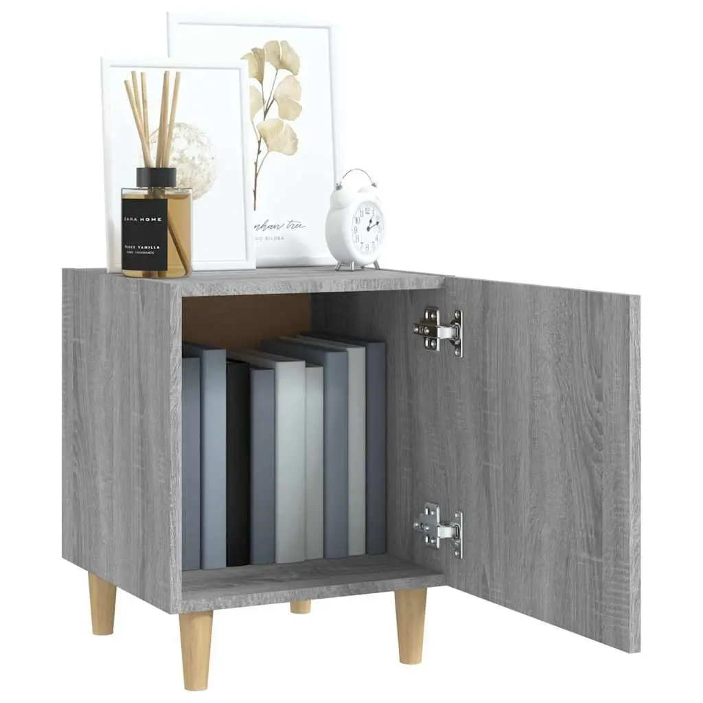 Bedside Cabinet Grey Engineered Wood 1 Door Nightstand Storage Unit