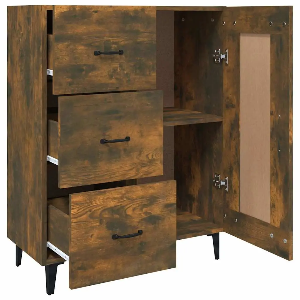 Sideboard Brown Engineered Wood 69.5x34x90cm Storage Cabinet with Multiple Compartments for Living Room