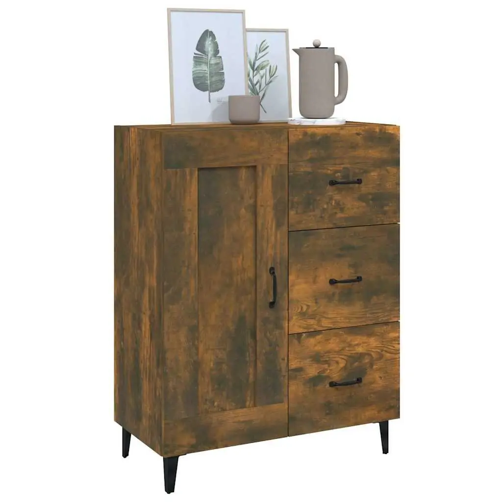 Sideboard Brown Engineered Wood 69.5x34x90cm Storage Cabinet with Multiple Compartments for Living Room
