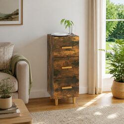 Compact Brown Storage Cabinet with 3 Drawers
